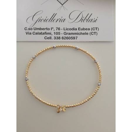 BRACCIALE Donna RIGIDO In ORO GIALLO E BIANCO 18 Karati 750% Bicolore Con Sfere - 1