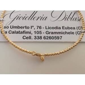 BRACCIALE Donna RIGIDO In ORO GIALLO E BIANCO 18 Karati 750% Bicolore Con Sfere - 1 2