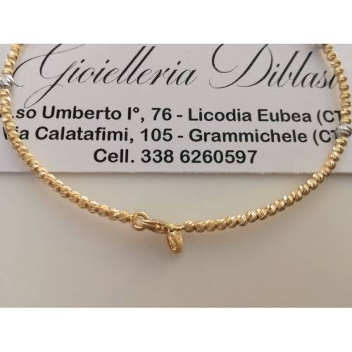 BRACCIALE Donna RIGIDO In ORO GIALLO E BIANCO 18 Karati 750% Bicolore Con Sfere - 2