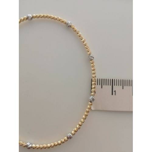 BRACCIALE Donna RIGIDO In ORO GIALLO E BIANCO 18 Karati 750% Bicolore Con Sfere - 3