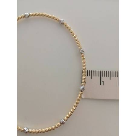BRACCIALE Donna RIGIDO In ORO GIALLO E BIANCO 18 Karati 750% Bicolore Con Sfere - 3