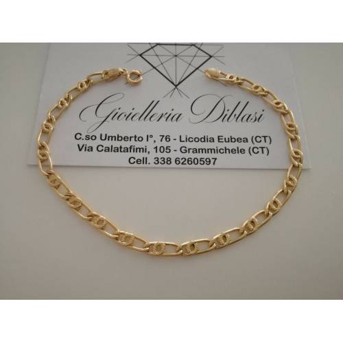 BRACCIALE Donna In ORO GIALLO 18 Karati 750%/1000 Maglia CATENA Made In Italy - 1