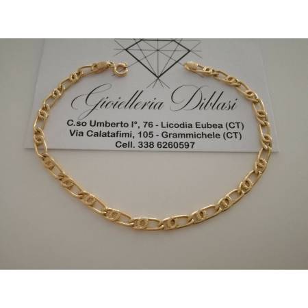 BRACCIALE Donna In ORO GIALLO 18 Karati 750%/1000 Maglia CATENA Made In Italy - 1