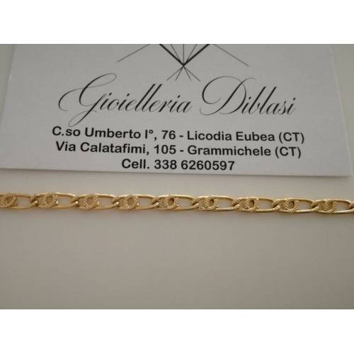 BRACCIALE Donna In ORO GIALLO 18 Karati 750%/1000 Maglia CATENA Made In Italy - 2