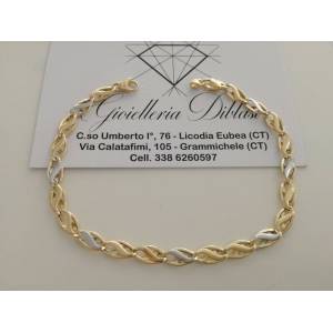BRACCIALE In ORO Bicolore GIALLO e BIANCO Unisex Oro 18 KT 750% Made In Italy - 1
