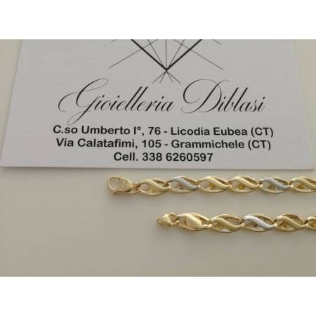 BRACCIALE In ORO Bicolore GIALLO e BIANCO Unisex Oro 18 KT 750% Made In Italy - 2