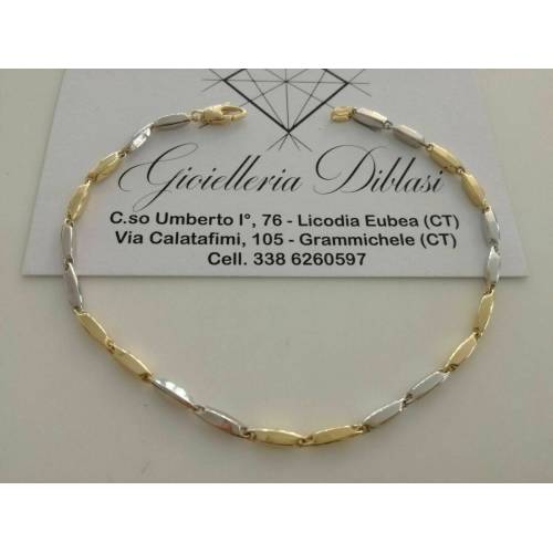 BRACCIALE Oro 18 Karati 750% Uomo Donna Unisex ORO GIALLO e BIANCO Bicolore - 1