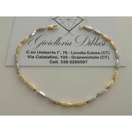 BRACCIALE Oro 18 Karati 750% Uomo Donna Unisex ORO GIALLO e BIANCO Bicolore - 1