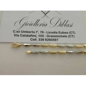 BRACCIALE Oro 18 Karati 750% Uomo Donna Unisex ORO GIALLO e BIANCO Bicolore - 1 2
