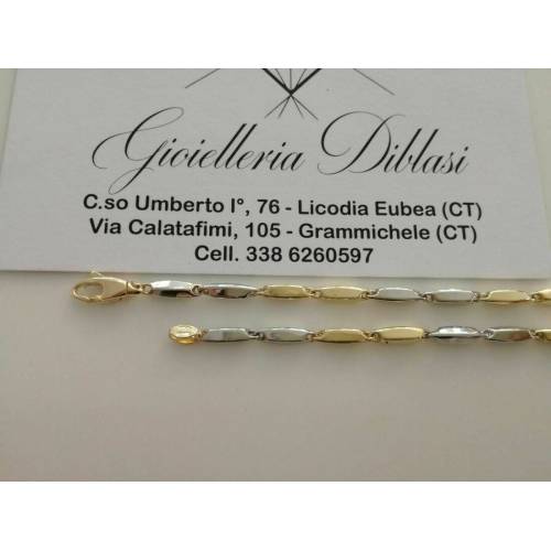 BRACCIALE Oro 18 Karati 750% Uomo Donna Unisex ORO GIALLO e BIANCO Bicolore - 2