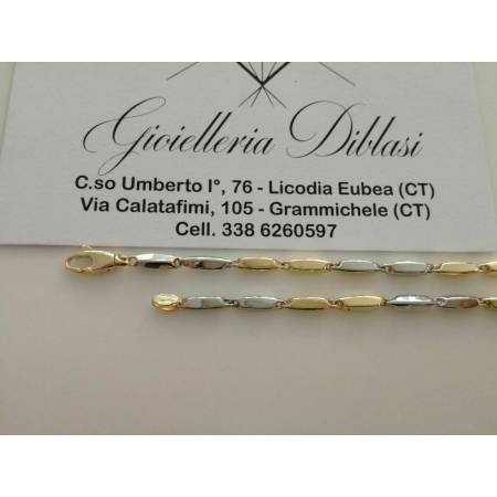 BRACCIALE Oro 18 Karati 750% Uomo Donna Unisex ORO GIALLO e BIANCO Bicolore - 2