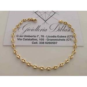 BRACCIALE Uomo Donna Oro 18 Karati 750% Unisex ORO GIALLO Maglia Marinara - 1