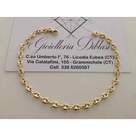 BRACCIALE Uomo Donna Oro 18 Karati 750% Unisex ORO GIALLO Maglia Marinara - 1