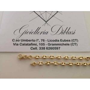 BRACCIALE Uomo Donna Oro 18 Karati 750% Unisex ORO GIALLO Maglia Marinara - 1 2