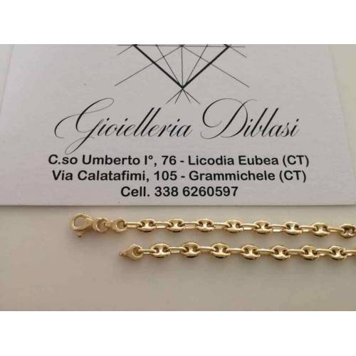 BRACCIALE Uomo Donna Oro 18 Karati 750% Unisex ORO GIALLO Maglia Marinara - 2