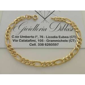 BRACCIALE Uomo Donna Oro 18 Karati 750% Unisex ORO GIALLO Maglia 3+1 Made italy - 1