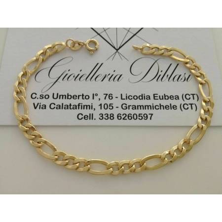 BRACCIALE Uomo Donna Oro 18 Karati 750% Unisex ORO GIALLO Maglia 3+1 Made italy - 1