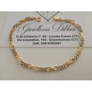 BRACCIALE Uomo Donna Unisex 18 Karati 750% In ORO GIALLO BIANCO Maglia Bicolore - 1