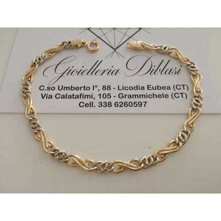 BRACCIALE Uomo Donna Unisex 18 Karati 750% In ORO GIALLO BIANCO Maglia Bicolore - 1