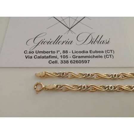 BRACCIALE Uomo Donna Unisex 18 Karati 750% In ORO GIALLO BIANCO Maglia Bicolore - 2