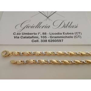 BRACCIALE In ORO Bicolore GIALLO BIANCO 18 Karati 750% Uomo Donna Maglia CATENA - 1 2
