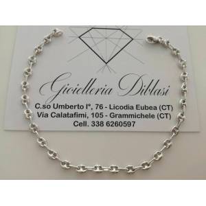 BRACCIALE Uomo Donna Unisex In ORO BIANCO 18 KARATI 750% Catena Maglia MARINARA - 1