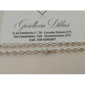 BRACCIALE Uomo Donna Unisex In ORO BIANCO 18 KARATI 750% Catena Maglia MARINARA - 1 2