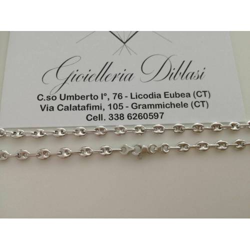 BRACCIALE Uomo Donna Unisex In ORO BIANCO 18 KARATI 750% Catena Maglia MARINARA - 2