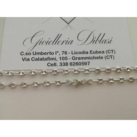 BRACCIALE Uomo Donna Unisex In ORO BIANCO 18 KARATI 750% Catena Maglia MARINARA - 2