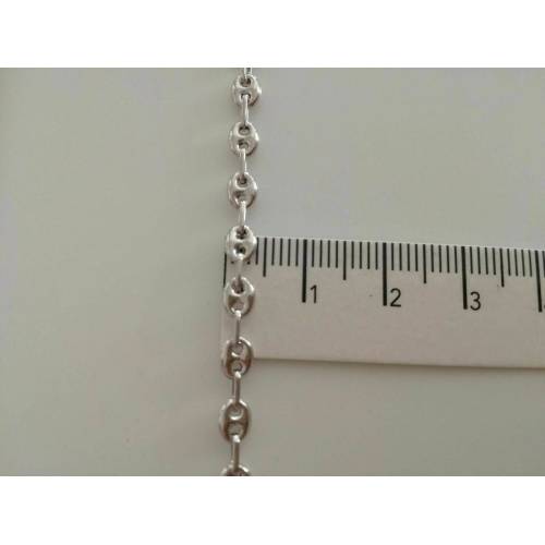 BRACCIALE Uomo Donna Unisex In ORO BIANCO 18 KARATI 750% Catena Maglia MARINARA - 3