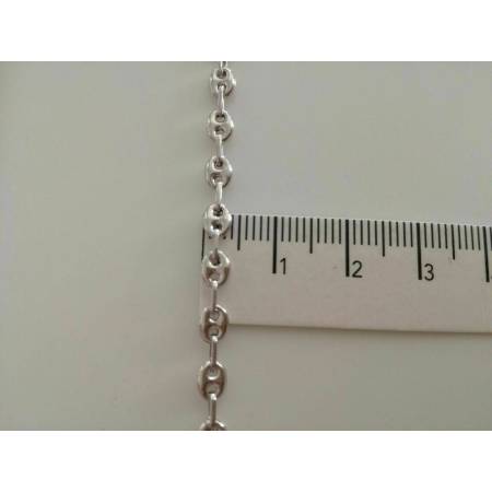 BRACCIALE Uomo Donna Unisex In ORO BIANCO 18 KARATI 750% Catena Maglia MARINARA - 3