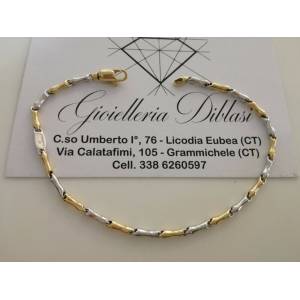 BRACCIALE In ORO Bicolore GIALLO e BIANCO Unisex Oro 18 KT 750% Made In Italy - 1