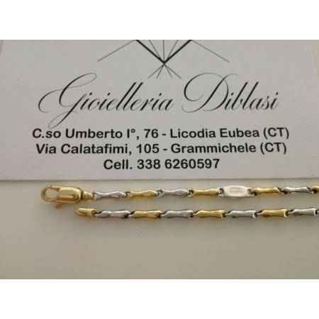 BRACCIALE In ORO Bicolore GIALLO e BIANCO Unisex Oro 18 KT 750% Made In Italy - 2