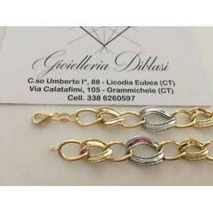 BRACCIALE In ORO 18 Karati 750%/1000 Donna Bicolore GIALLO BIANCO Maglia Catena - 1 2