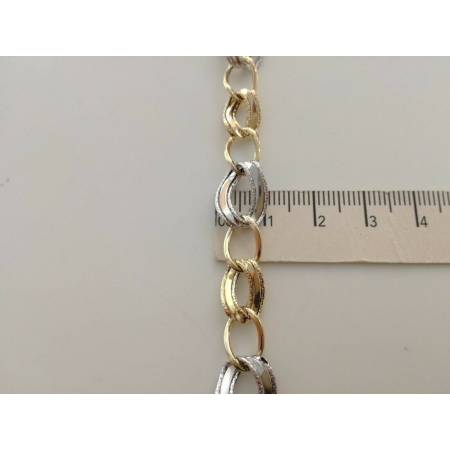 BRACCIALE In ORO 18 Karati 750%/1000 Donna Bicolore GIALLO BIANCO Maglia Catena - 3