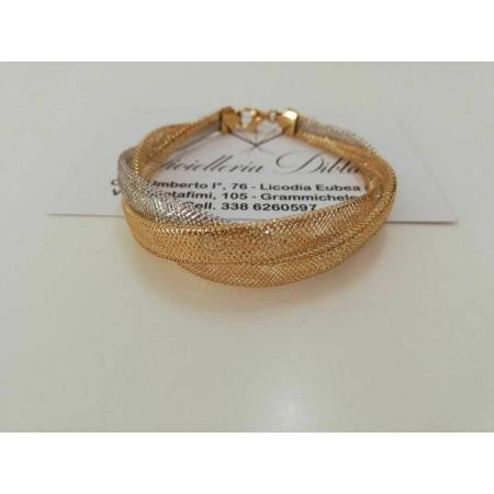 BRACCIALE Donna ORO GIALLO e BIANCO Bicolore Oro 18 Karati 750% Made in Italia - 1