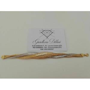BRACCIALE Donna ORO GIALLO e BIANCO Bicolore Oro 18 Karati 750% Made in Italia - 1 2
