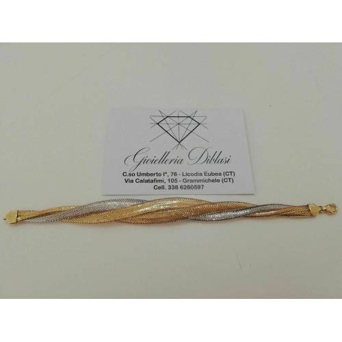 BRACCIALE Donna ORO GIALLO e BIANCO Bicolore Oro 18 Karati 750% Made in Italia - 2