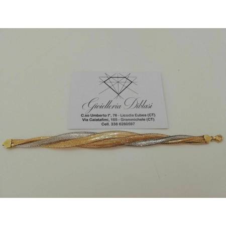 BRACCIALE Donna ORO GIALLO e BIANCO Bicolore Oro 18 Karati 750% Made in Italia - 2
