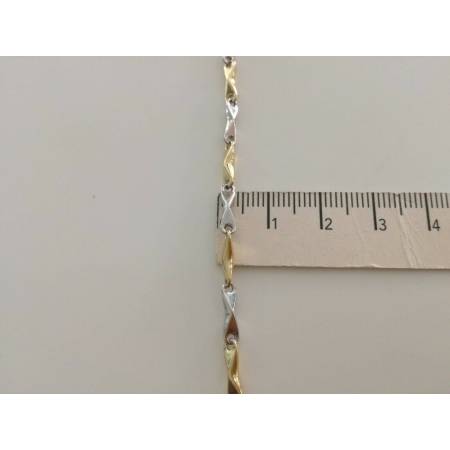 BRACCIALE In ORO Bicolore GIALLO BIANCO 18 Karati 750% Uomo Donna Maglia CATENA - 3