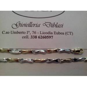 BRACCIALE Uomo Donna UNISEX ORO BIANCO E GIALLO oro 18 karati 750% made in Italy - 1 2