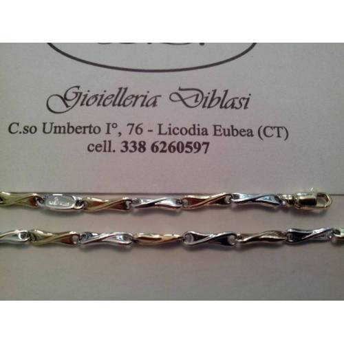 BRACCIALE Uomo Donna UNISEX ORO BIANCO E GIALLO oro 18 karati 750% made in Italy - 2