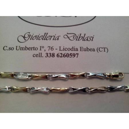 BRACCIALE Uomo Donna UNISEX ORO BIANCO E GIALLO oro 18 karati 750% made in Italy - 2