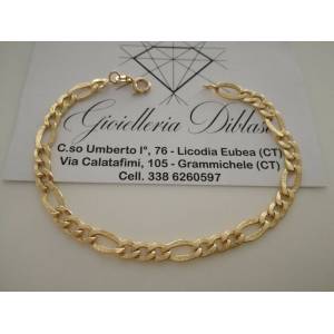 BRACCIALE Donna Uomo Unisex ORO GIALLO 18 KARATI 750% Maglia 3+1 A Catena Italia - 1