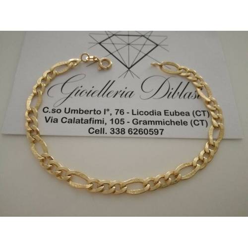 BRACCIALE Donna Uomo Unisex ORO GIALLO 18 KARATI 750% Maglia 3+1 A Catena Italia - 1