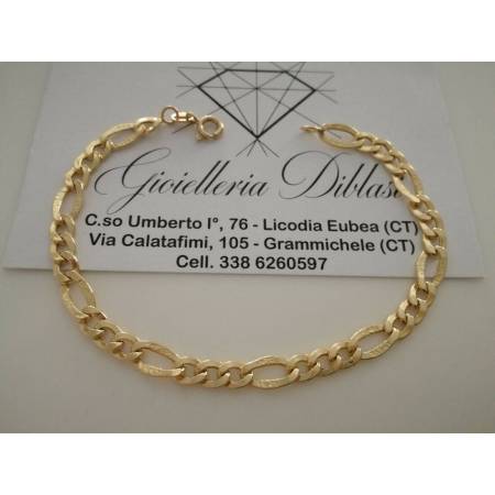 BRACCIALE Donna Uomo Unisex ORO GIALLO 18 KARATI 750% Maglia 3+1 A Catena Italia - 1