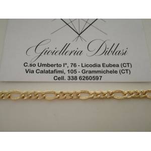 BRACCIALE Donna Uomo Unisex ORO GIALLO 18 KARATI 750% Maglia 3+1 A Catena Italia - 1 2