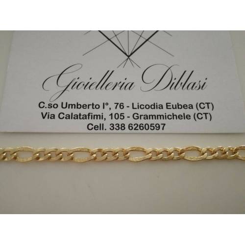 BRACCIALE Donna Uomo Unisex ORO GIALLO 18 KARATI 750% Maglia 3+1 A Catena Italia - 2