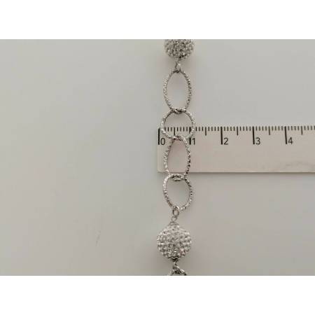 BRACCIALE ORO BIANCO Donna 18 Karati 750% Maglia CATENA Con Ovali E Swarovski - 3