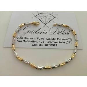 BRACCIALE Oro 18 Karati 750% Uomo Donna Unisex ORO GIALLO e BIANCO Bicolore - 1